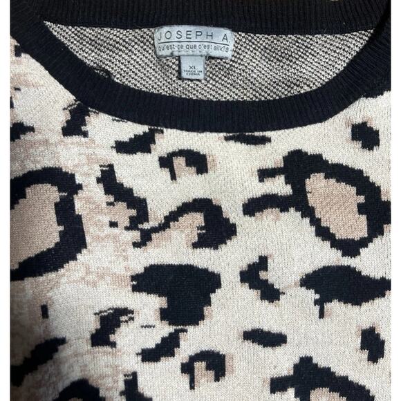 Joseph A Leopard Print Sweater Poncho Top XL Black Tan Animal Print Women’s - Picture 3 of 3
